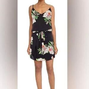 Grace Karin Women’s Black Spaghetti Strap Floral Mini Dress Sz Large